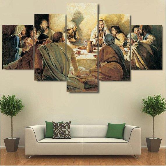 Last Supper 01 - Abstract 5 Panel Canvas Art Wall Decor