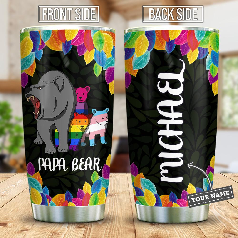 LGBT Papa Bear Daddy Personalized Stainless Steel Tumbler