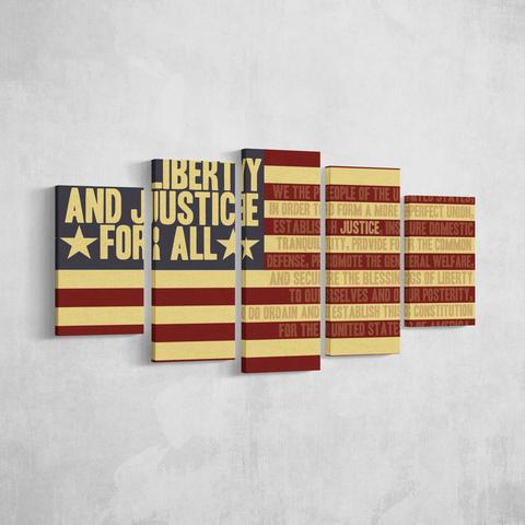 Liberty Justice - Abstract 5 Panel Canvas Art Wall Decor