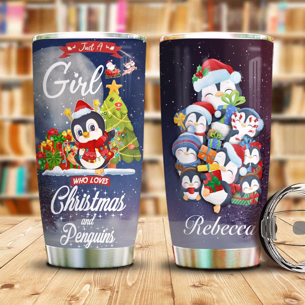 Love Christmas And Penguins Personalized Stainless Steel Tumbler