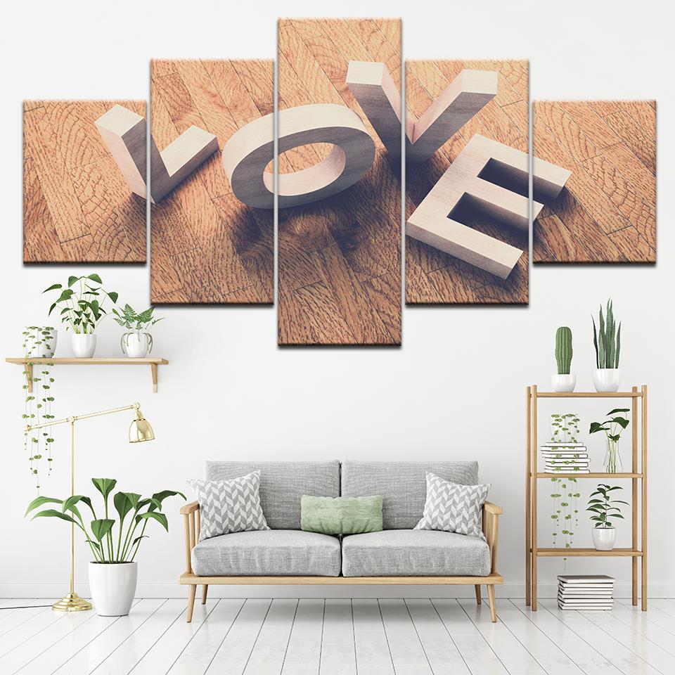 Love Cube Word - Abstract 5 Panel Canvas Art Wall Decor