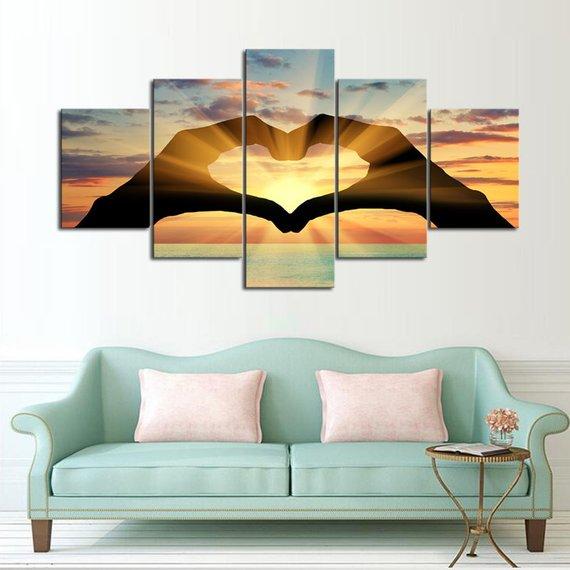 Love You Sunset - Abstract 5 Panel Canvas Art Wall Decor