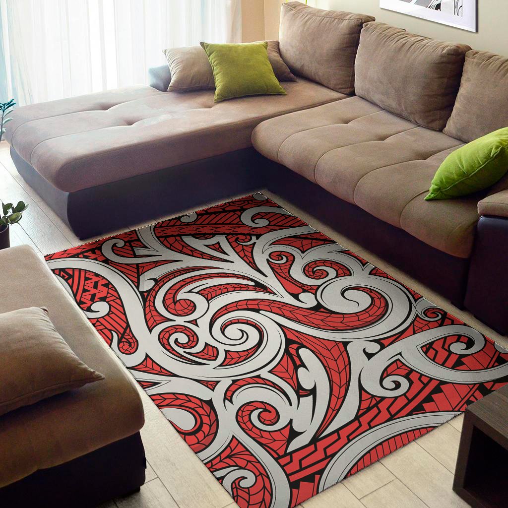 Maori Kowhaiwhai Tribal Polynesian Print Area Rug Floor Decor
