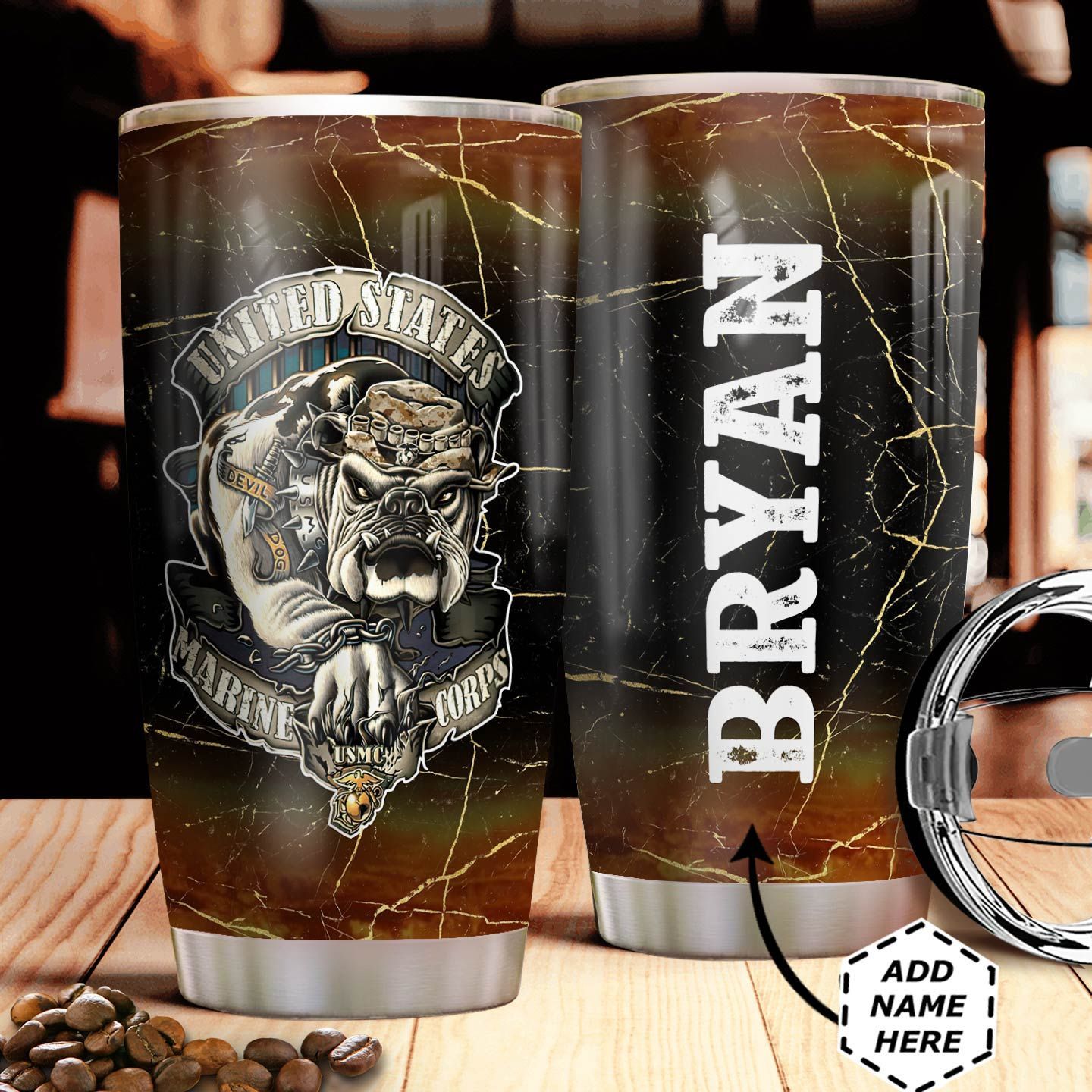 Marine Corps Personalized Stainless Steel Tumbler
