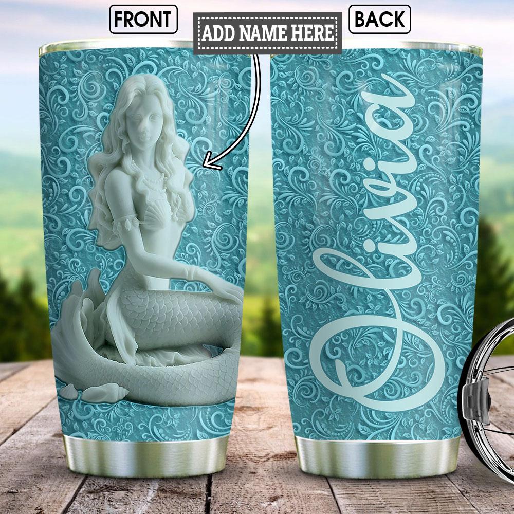 Mermaid Ceramic Style Personalized Stainless Steel Tumbler