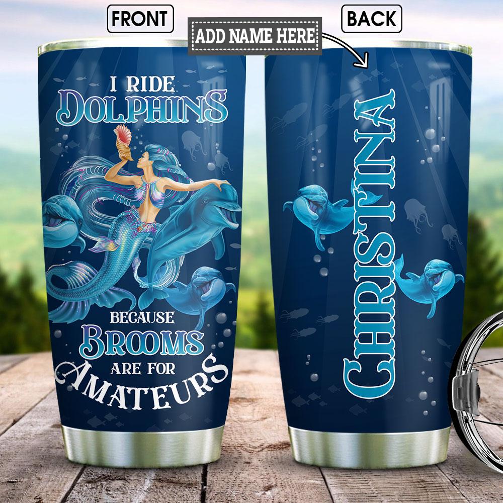 Mermaid Dolphins Personalized Stainless Steel Tumbler