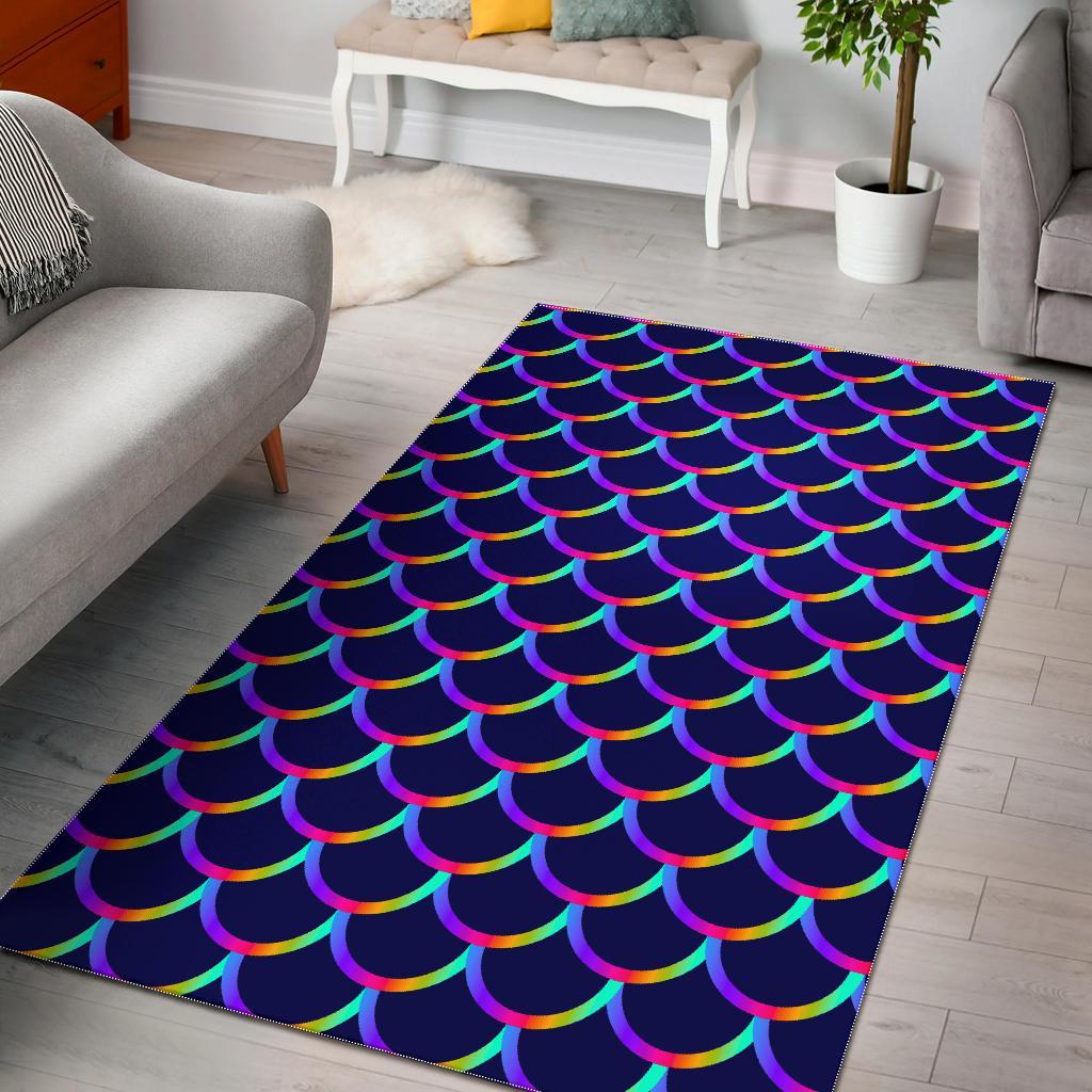 Mermaid Scales Pattern Print Area Rug Floor Decor