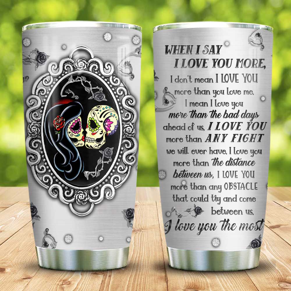 Metal Skull Couple Customize Personalized Stainless Steel Tumbler