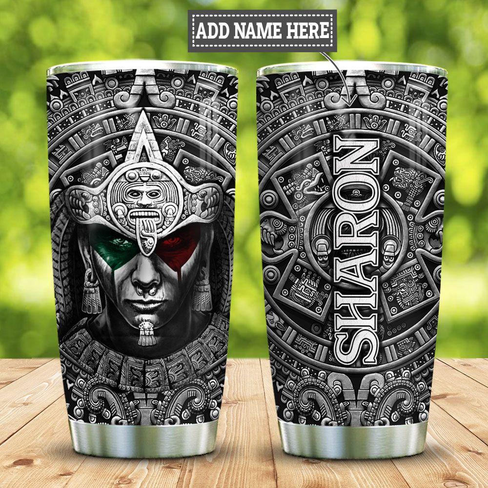 Metal Style Aztec Mexico Personalized Stainless Steel Tumbler