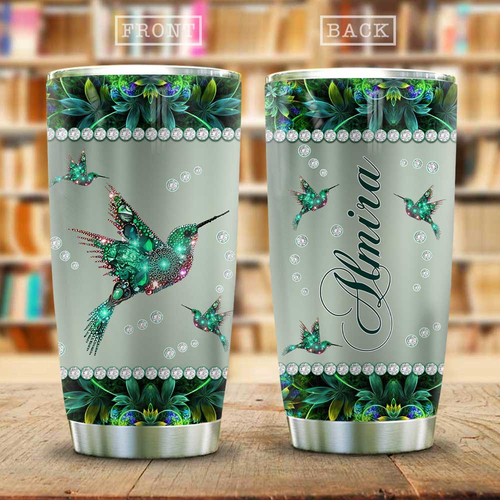 Metal Style Green Jewelry Hummingbird Personalized Stainless Steel Tumbler