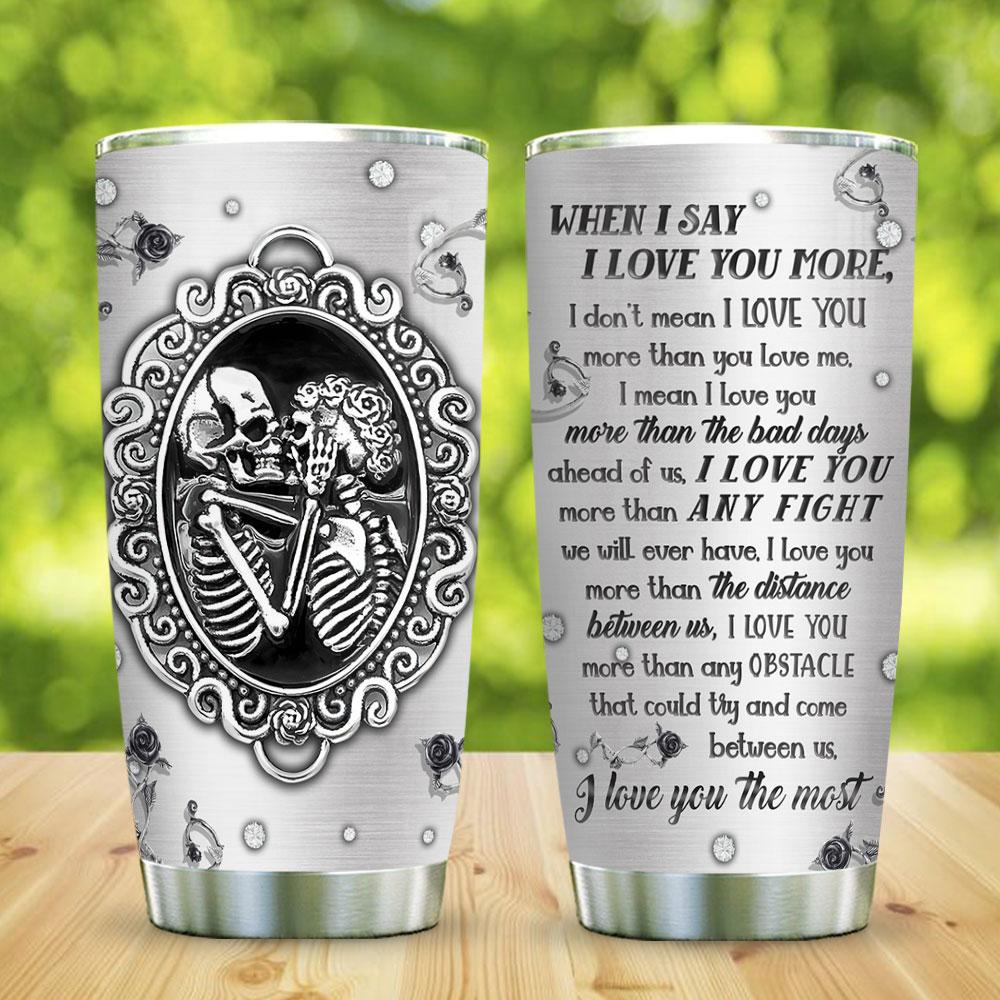 Metal Style Skull Couple Love You Stainless Steel Tumbler