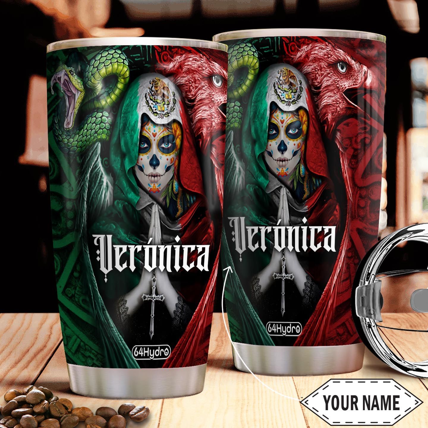 Mexican Sugarskull Personalized Stainless Steel Tumbler