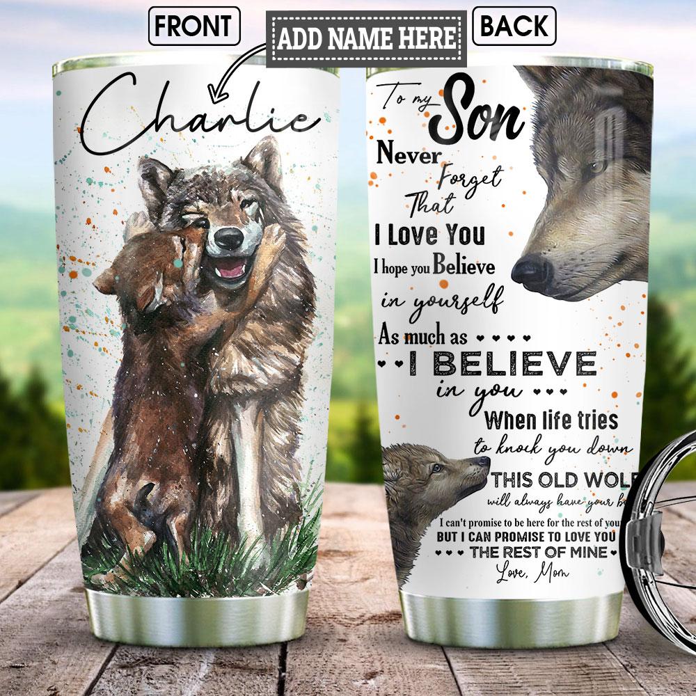 Mom Son Wolf Personalized Stainless Steel Tumbler