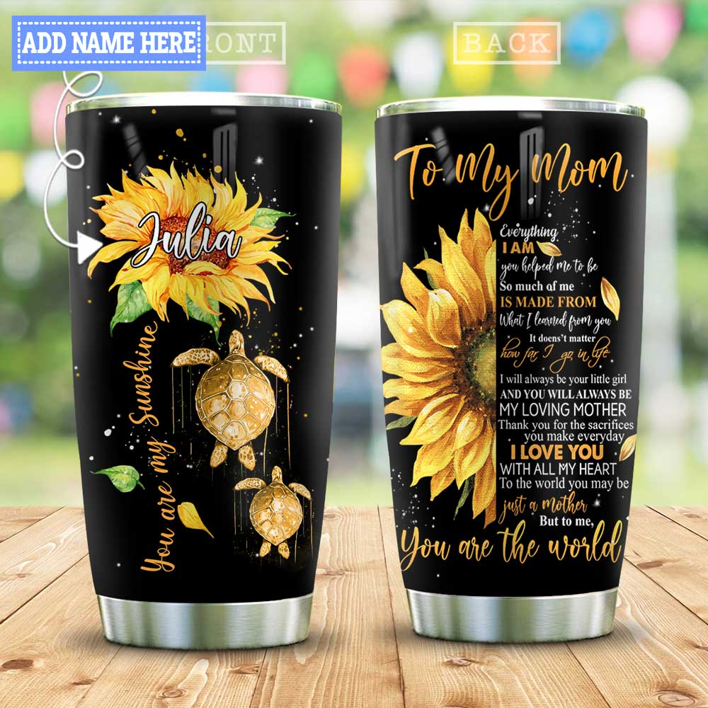 Mother Turtle With Sunflower Personalized Stainless Steel Tumbler