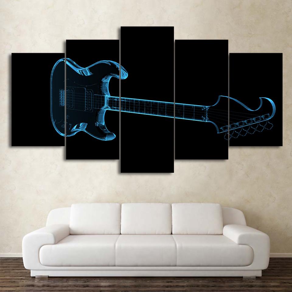 Music Abstract Guitar - Music 5 Panel Canvas Art Wall Decor