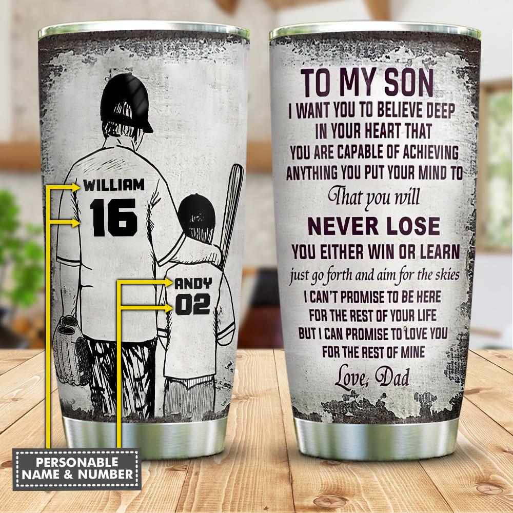 My Baseball Son Personalized Stainless Steel Tumbler