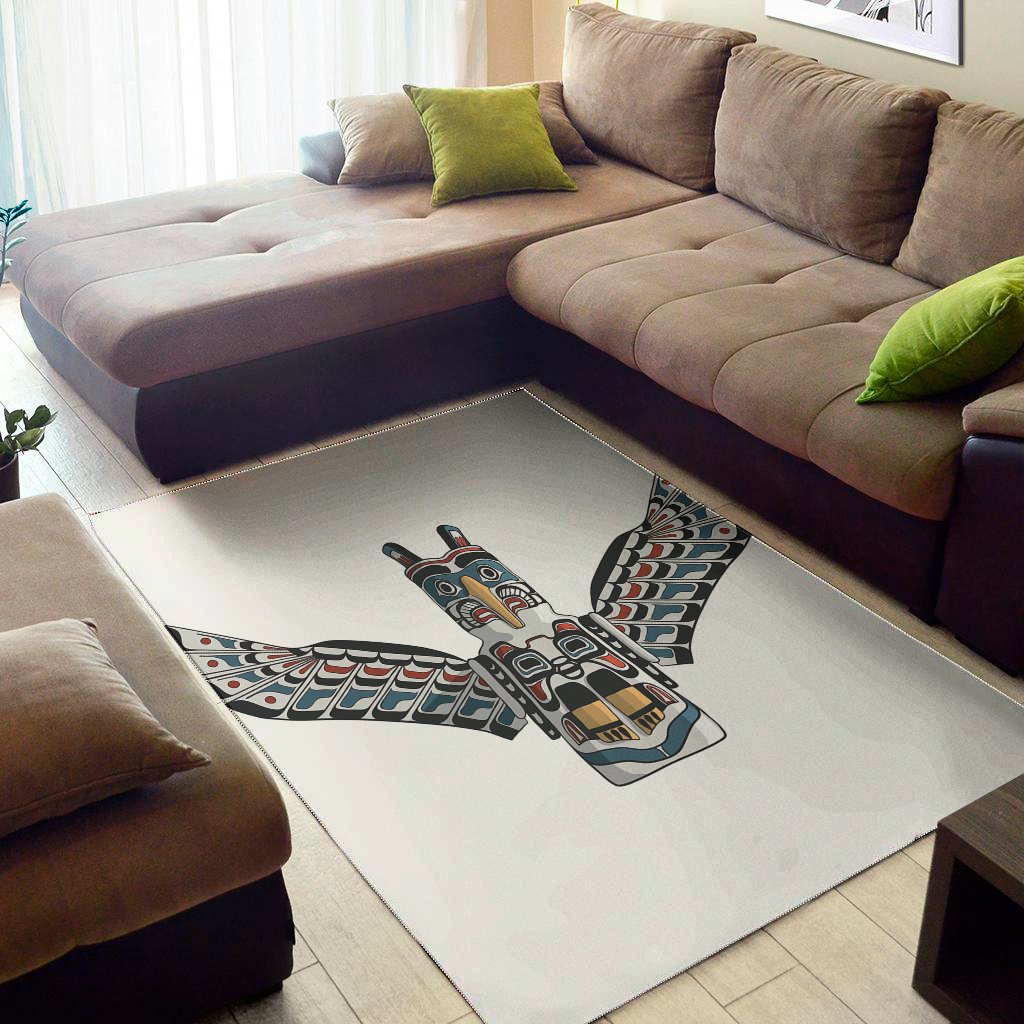 Native American Eagle Totem Print Area Rug Floor Decor