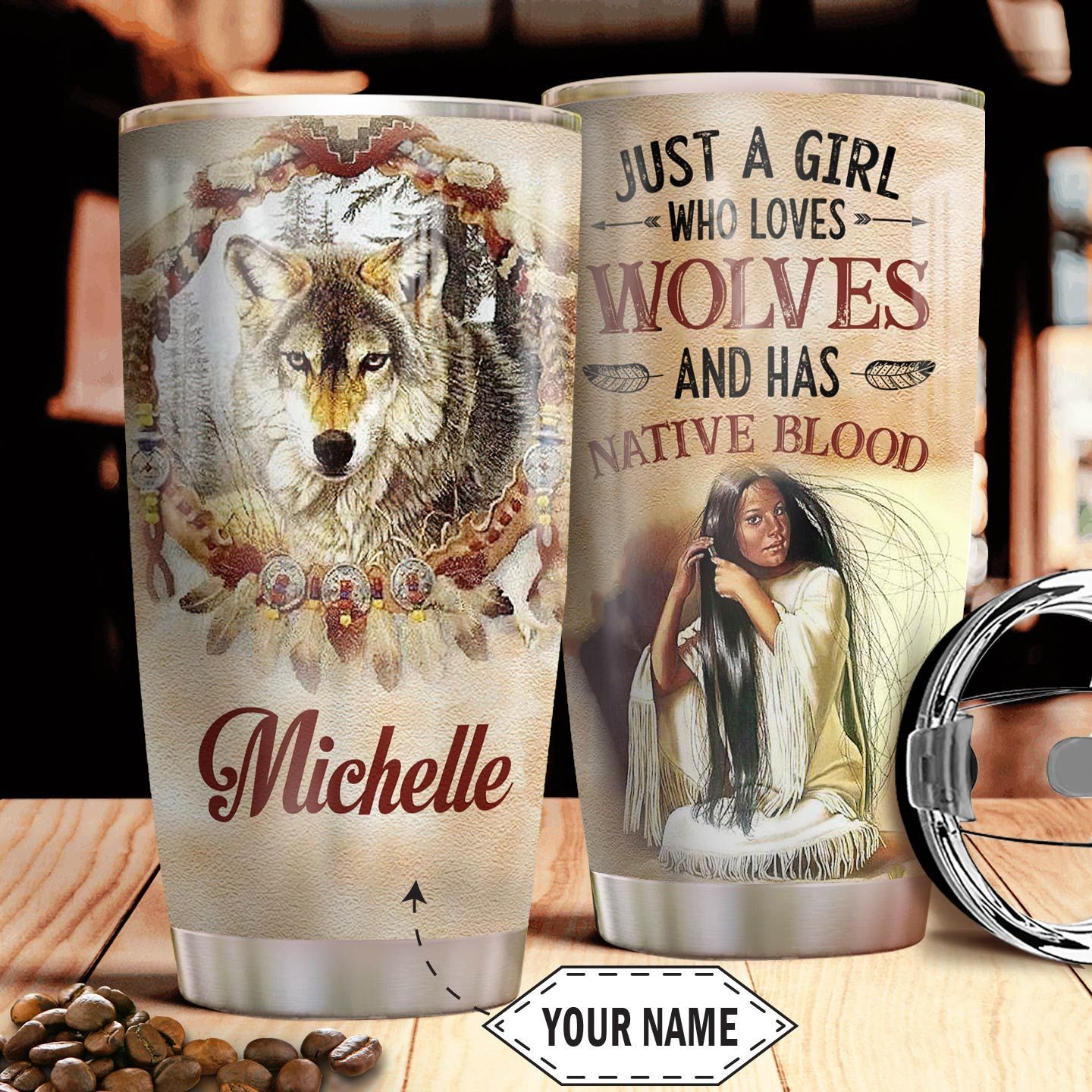 Native American Personalized Stainless Steel Tumbler