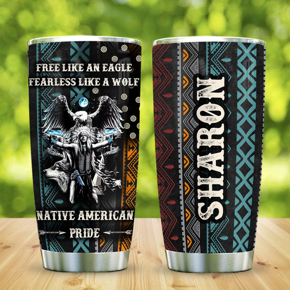 Native American Pride Personalized Stainless Steel Tumbler