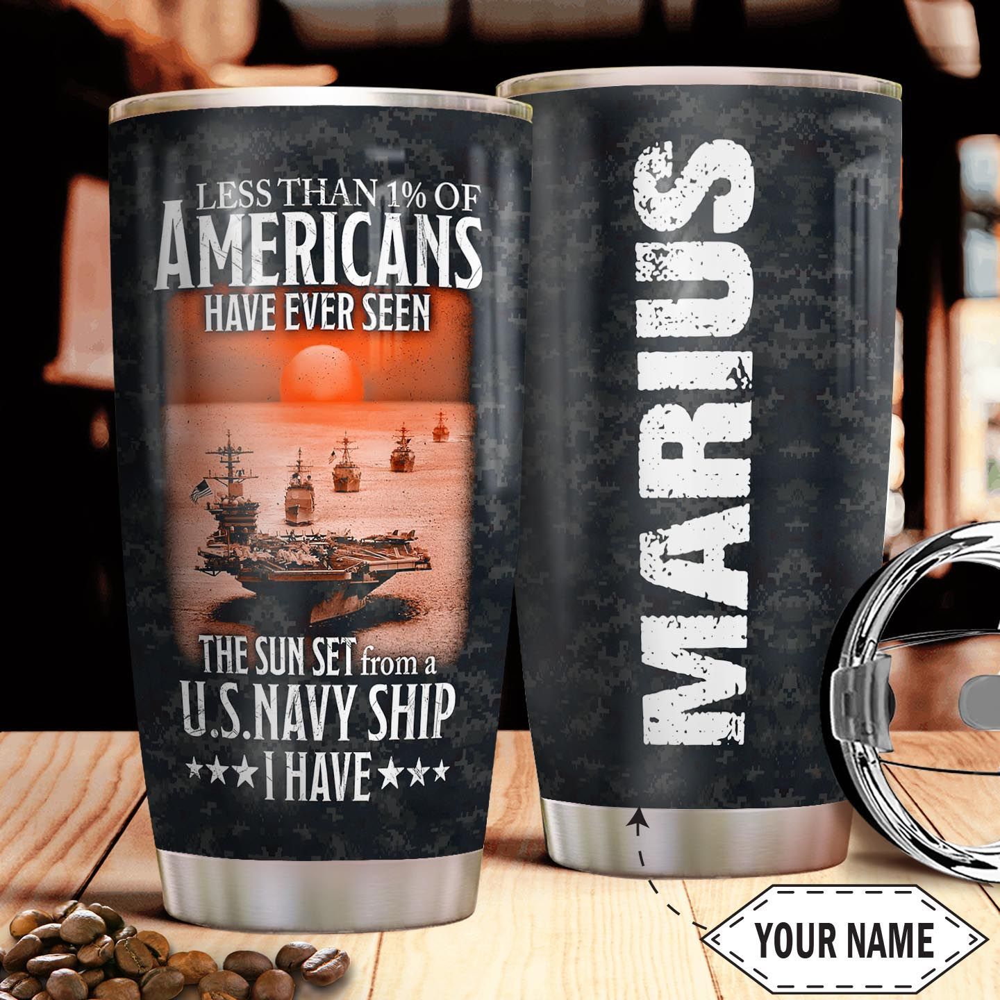 Navy Personalized Stainless Steel Tumbler