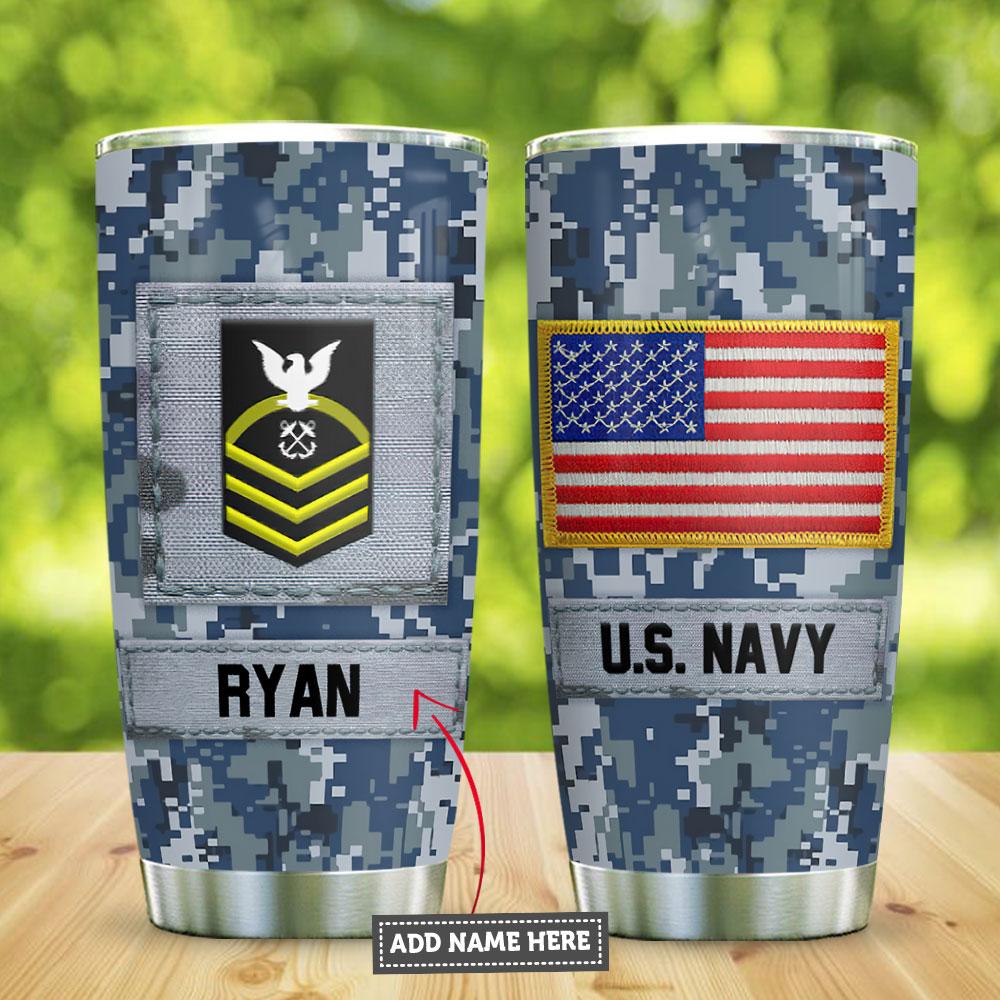 Navy Personalized Stainless Steel Tumbler