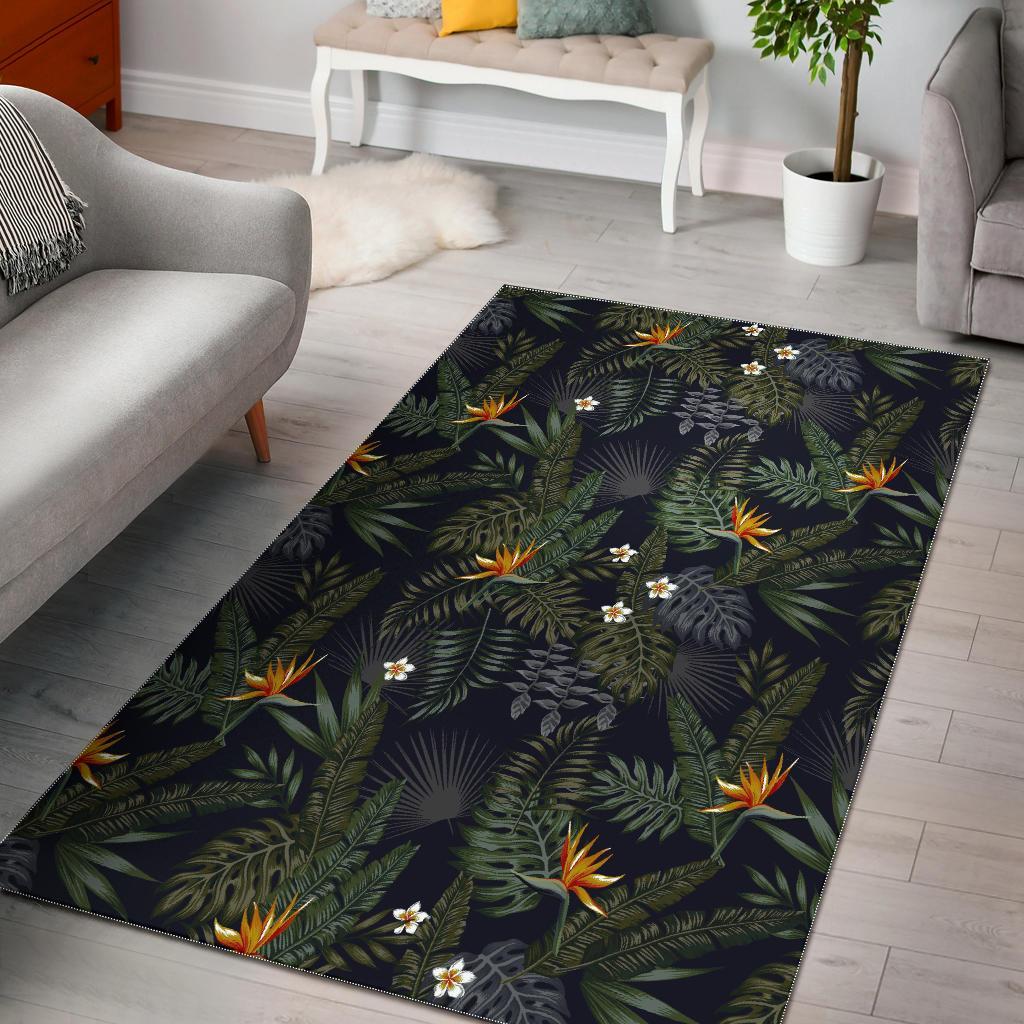 Night Tropical Hawaii Pattern Print Area Rug Floor Decor
