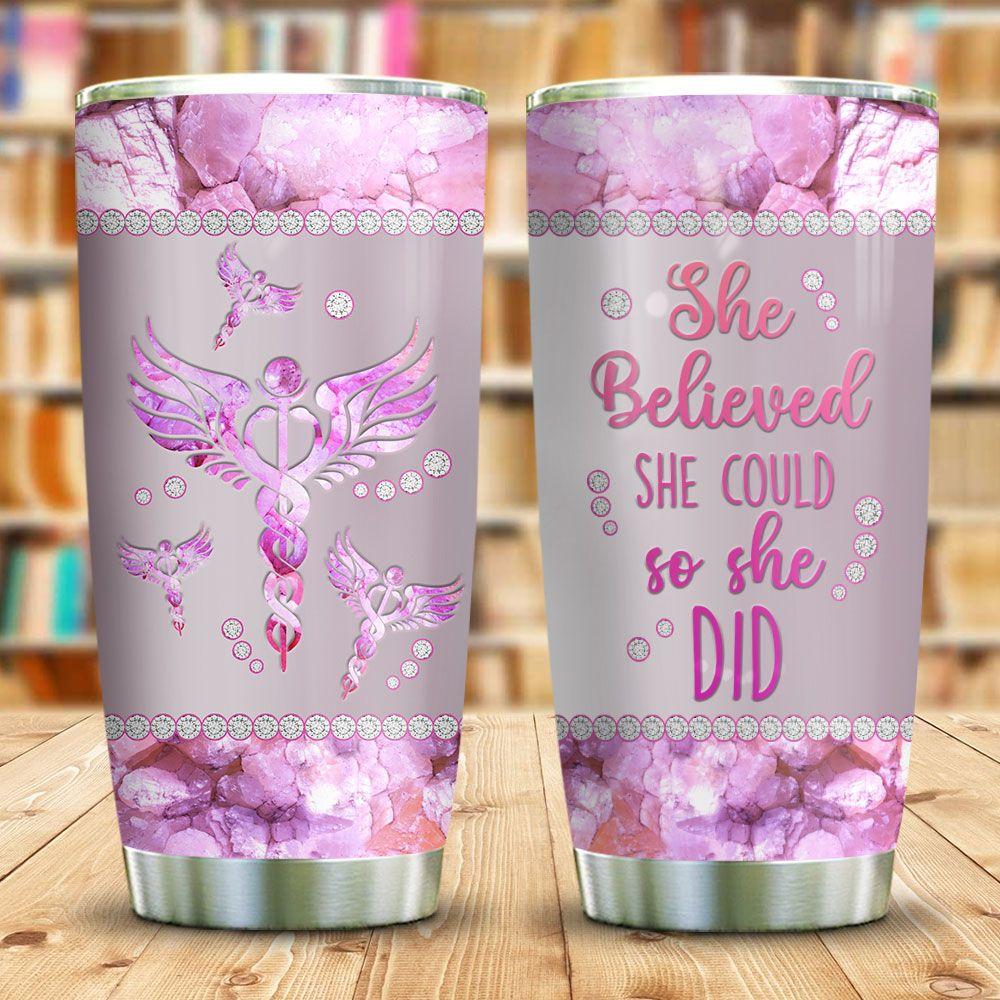 Nurse She Believed Jewelry Style Stainless Steel Tumbler