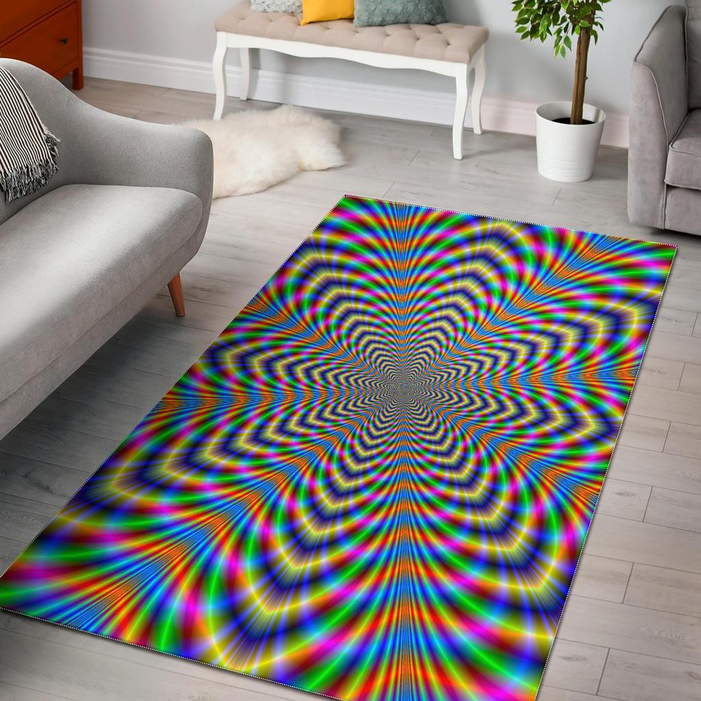 Octagonal Psychedelic Optical Illusion Area Rug Floor Decor