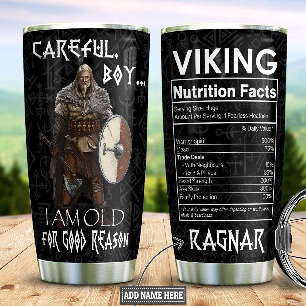Old Viking Man Personalized Stainless Steel Tumbler