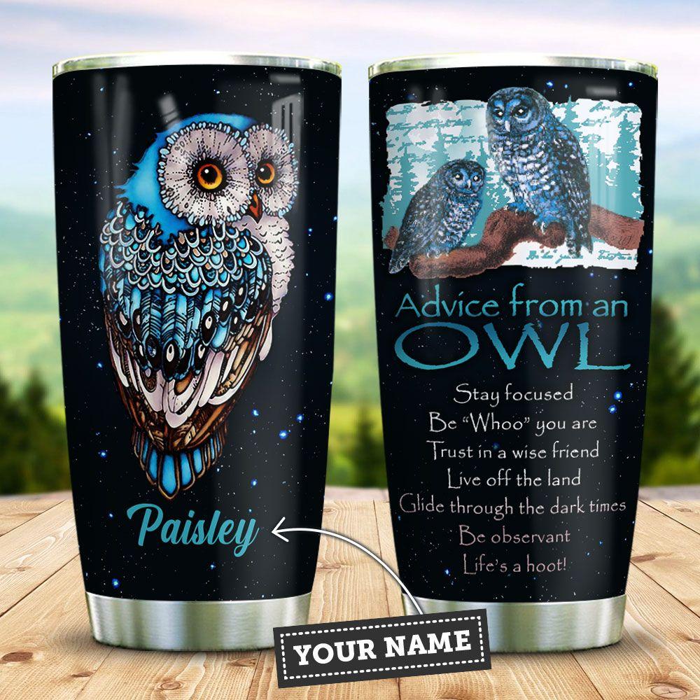 Owl Advice Personalized Stainless Steel Tumbler