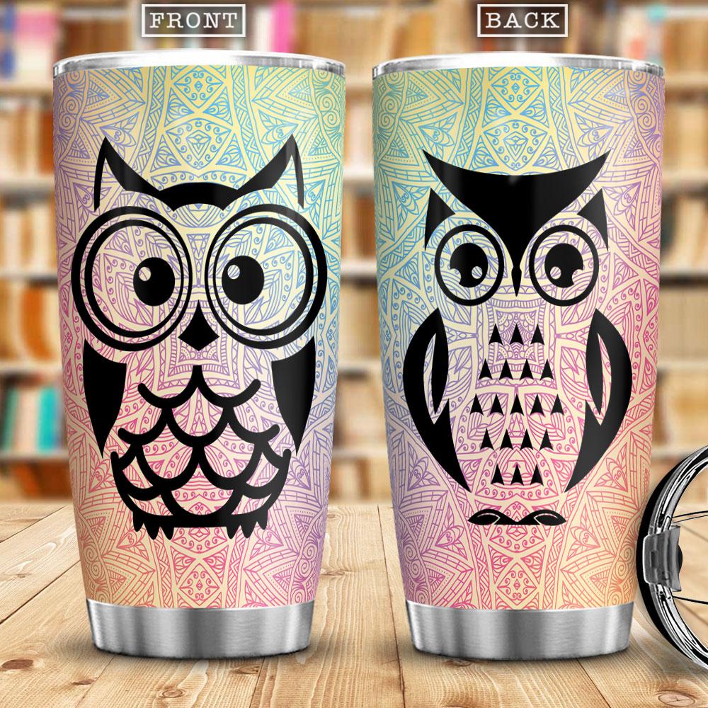 Owl Bohemian Pattern Owl Lover Clever Intelligence Owl Gift For Owl Lover Stainless Steel Tumbler