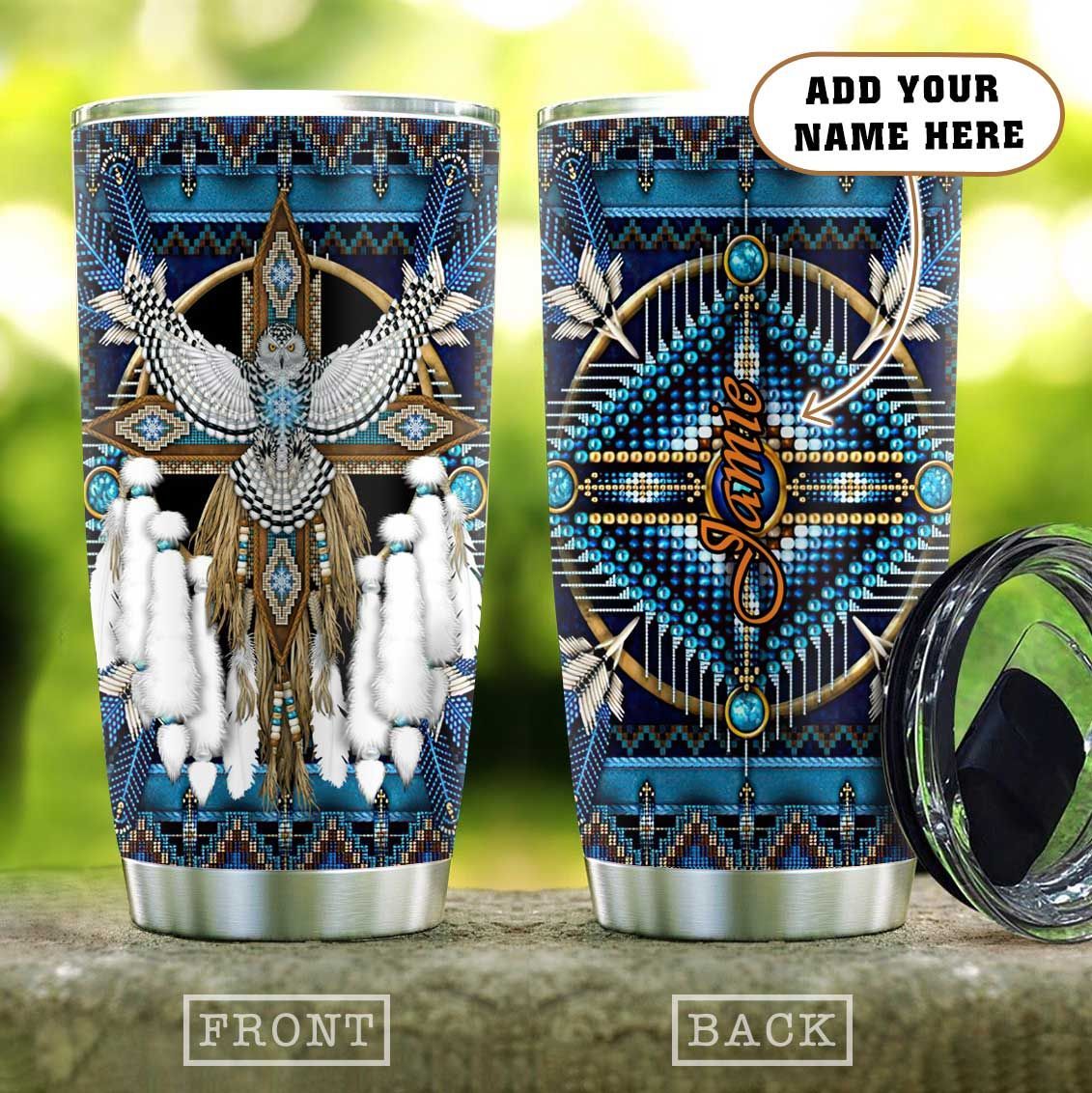Owl Native American Personalized Stainless Steel Tumbler