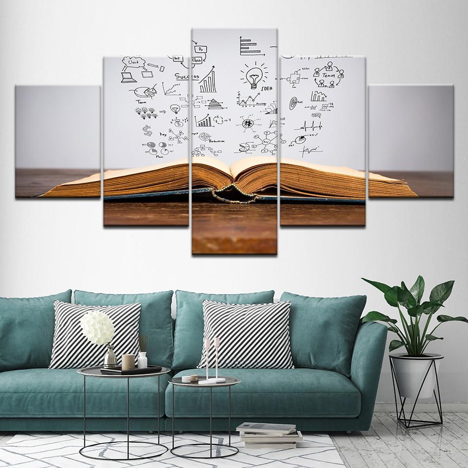 Pages Book - Abstract 5 Panel Canvas Art Wall Decor