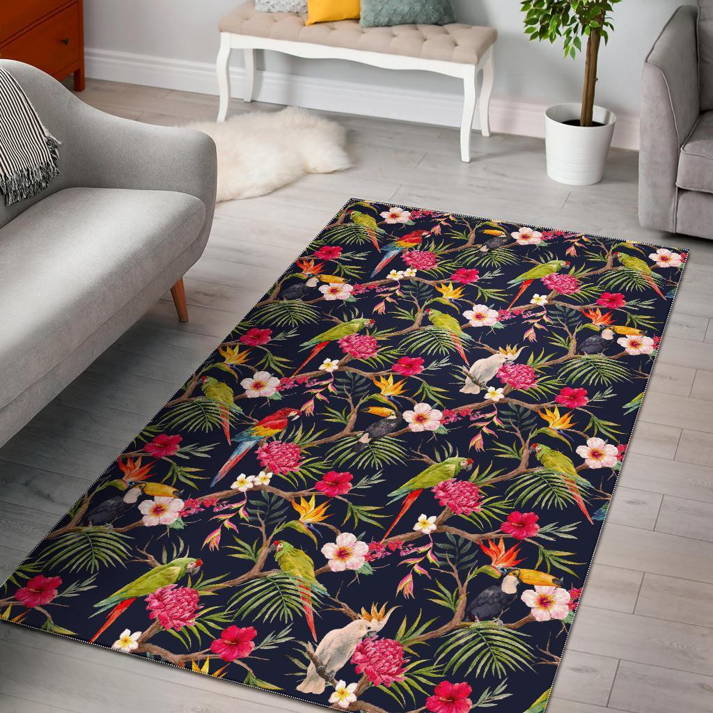 Parrot Toucan Tropical Pattern Print Area Rug Floor Decor