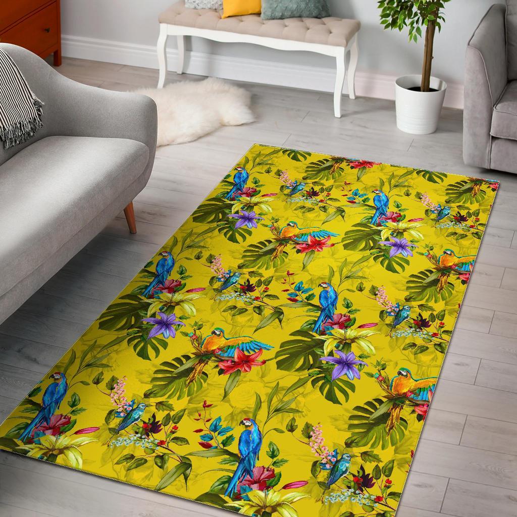 Parrot Tropical Pattern Print Area Rug Floor Decor
