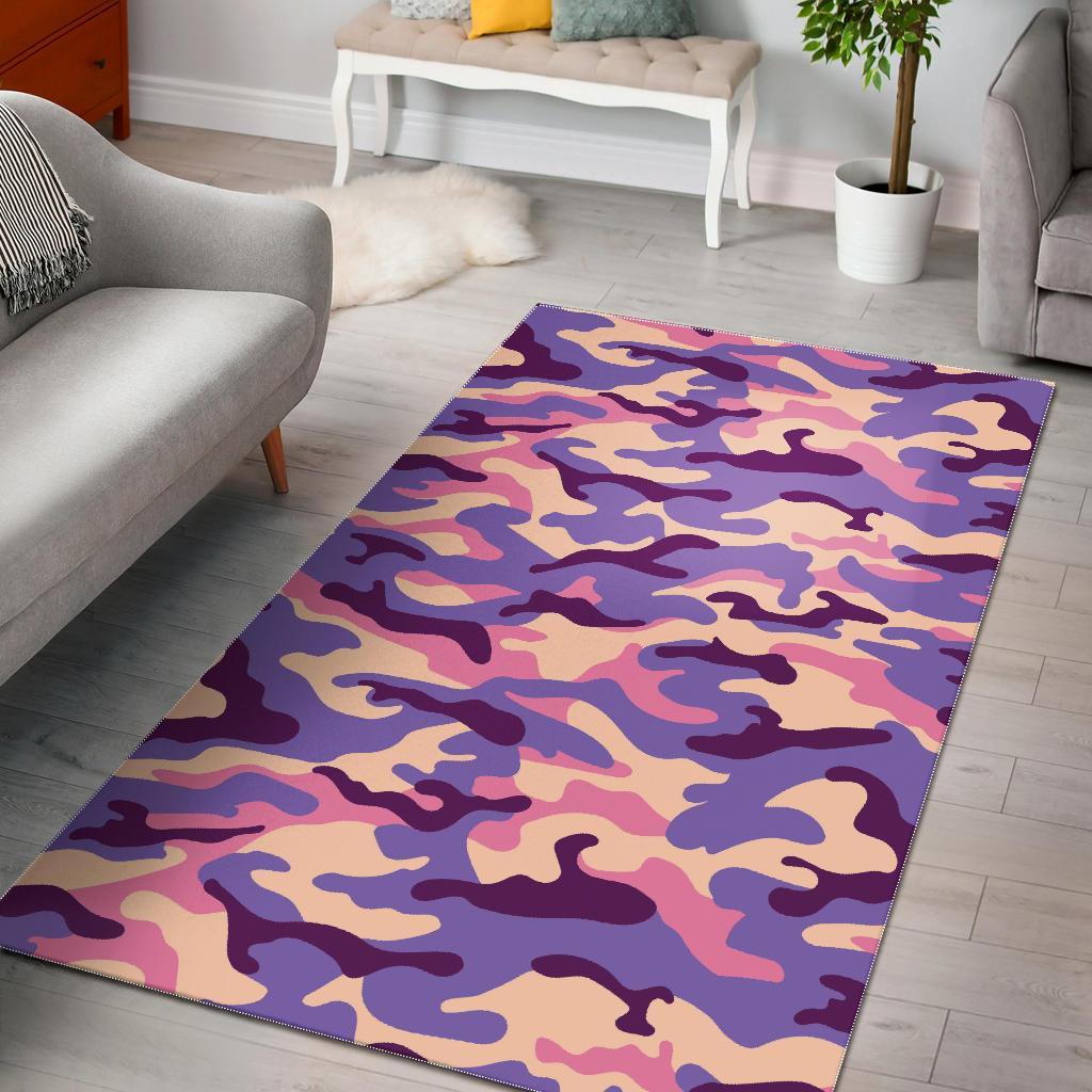 Pastel Purple Camouflage Print Area Rug Floor Decor