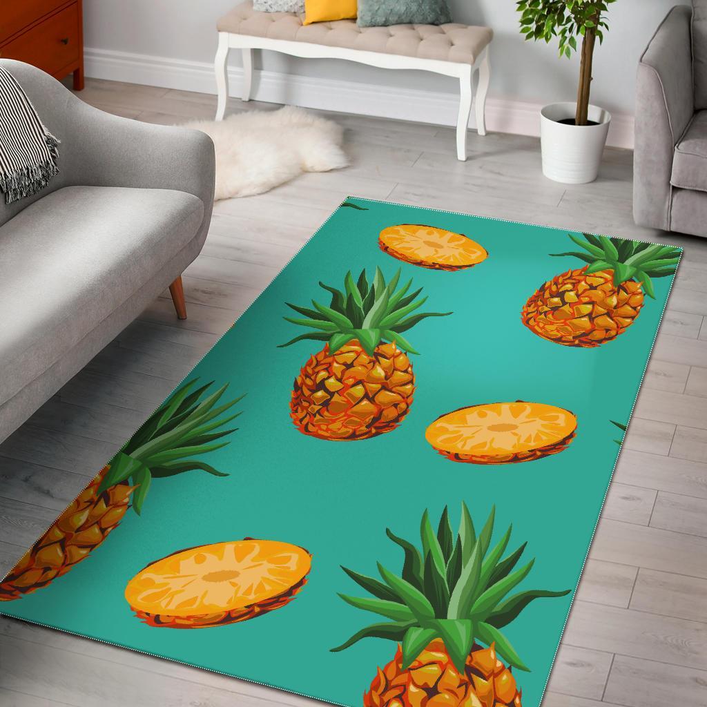 Pastel Turquoise Pineapple Pattern Print Area Rug Floor Decor