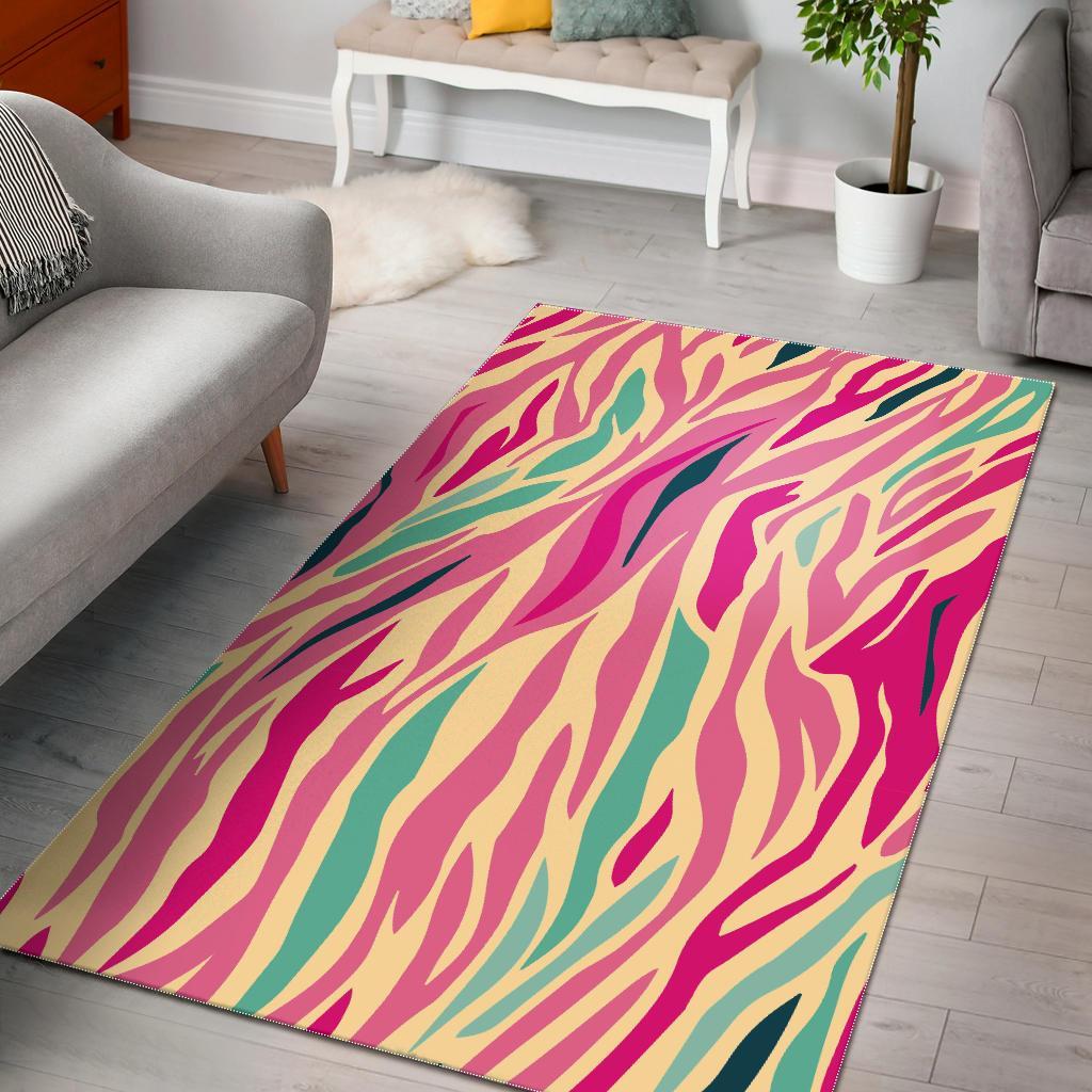 Pastel Zebra Pattern Print Area Rug Floor Decor