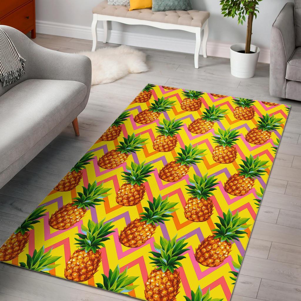 Pastel Zig Zag Pineapple Pattern Print Area Rug Floor Decor