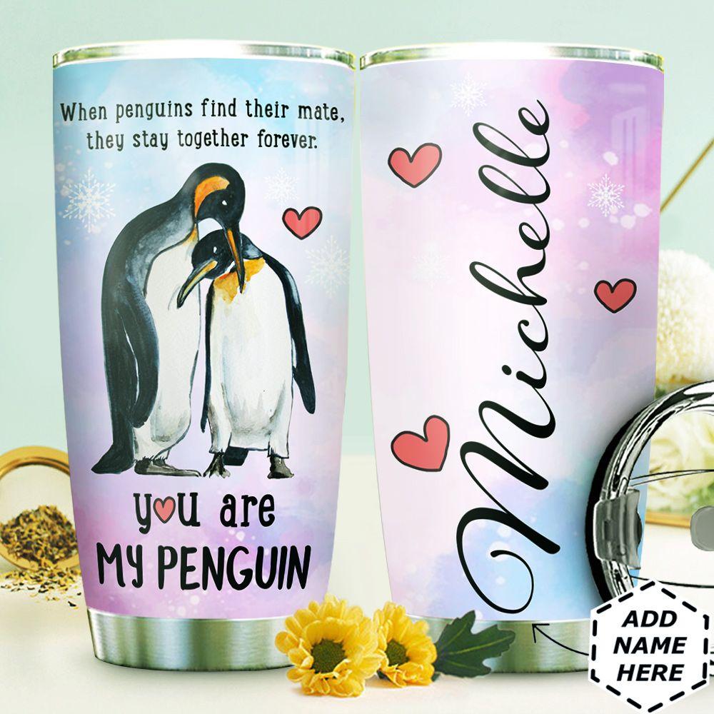 Penguins Couple Personalized Stainless Steel Tumbler