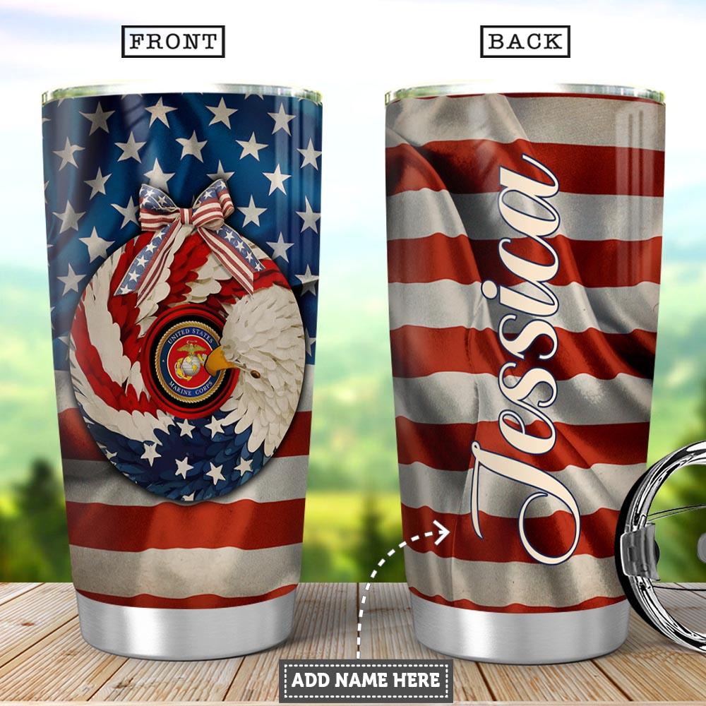 Personalized American Eagle Marine Corps Stainless Steel Tumbler