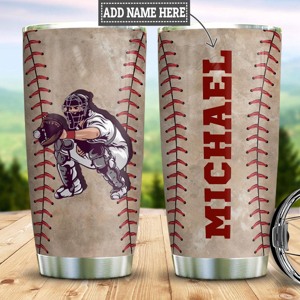 Personalized Baseball Catcher Stainless Steel Tumbler