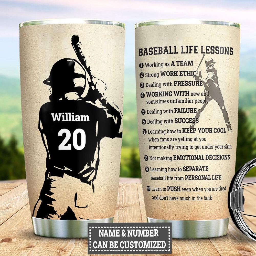 Personalized Baseball Life Lesson Stainless Steel Tumbler