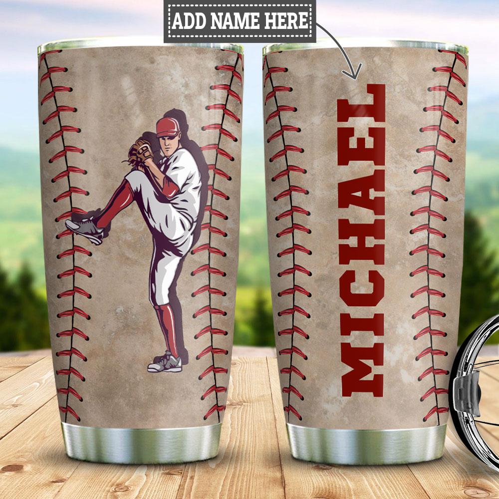 Personalized Baseball Pitcher Stainless Steel Tumbler