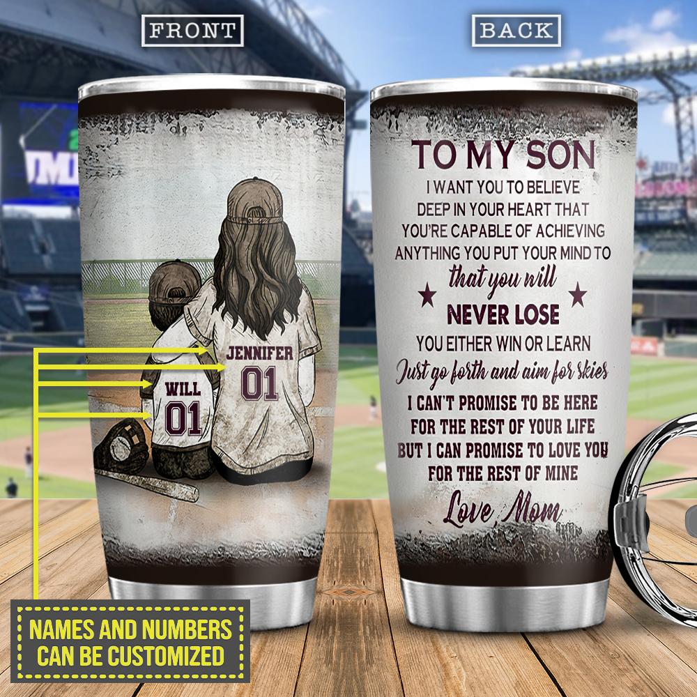 Personalized Baseball Son And Mom Stainless Steel Tumbler