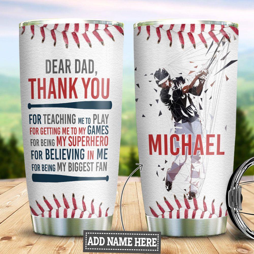 Personalized Baseball Son To Dad Stainless Steel Tumbler