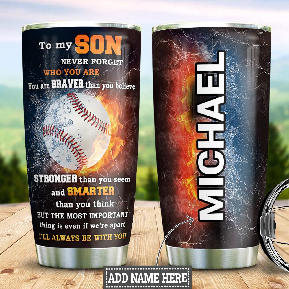 Personalized Baseball To My Son Stainless Steel Tumbler
