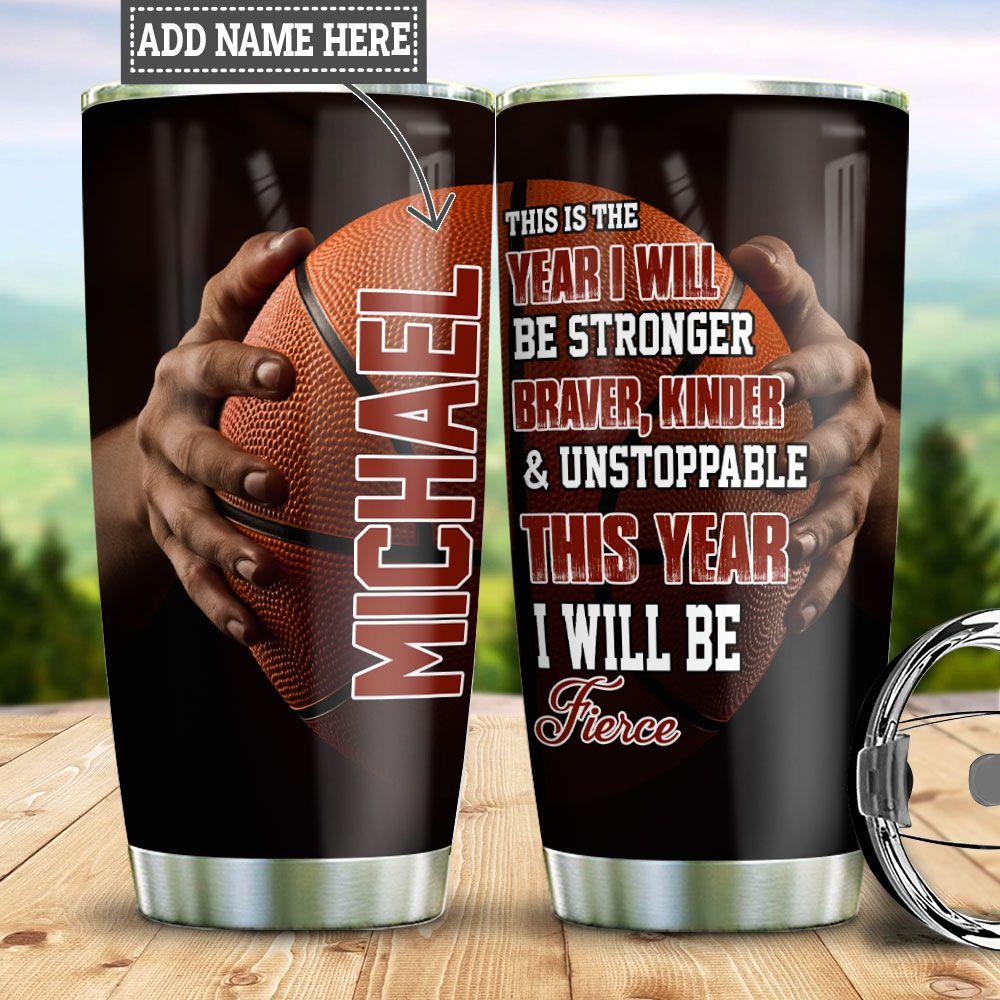Personalized Basketball New Year Stainless Steel Tumbler