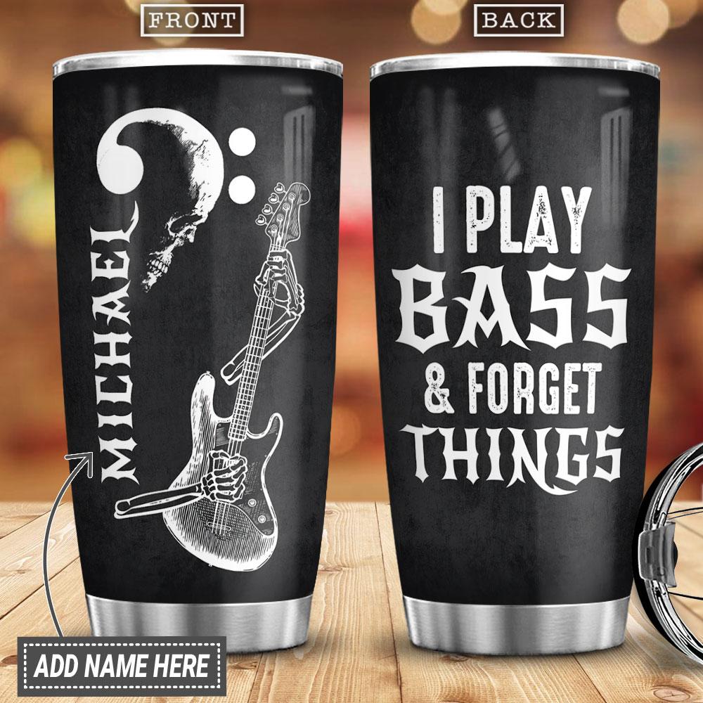 Personalized Bass Guitar Skull Stainless Steel Tumbler