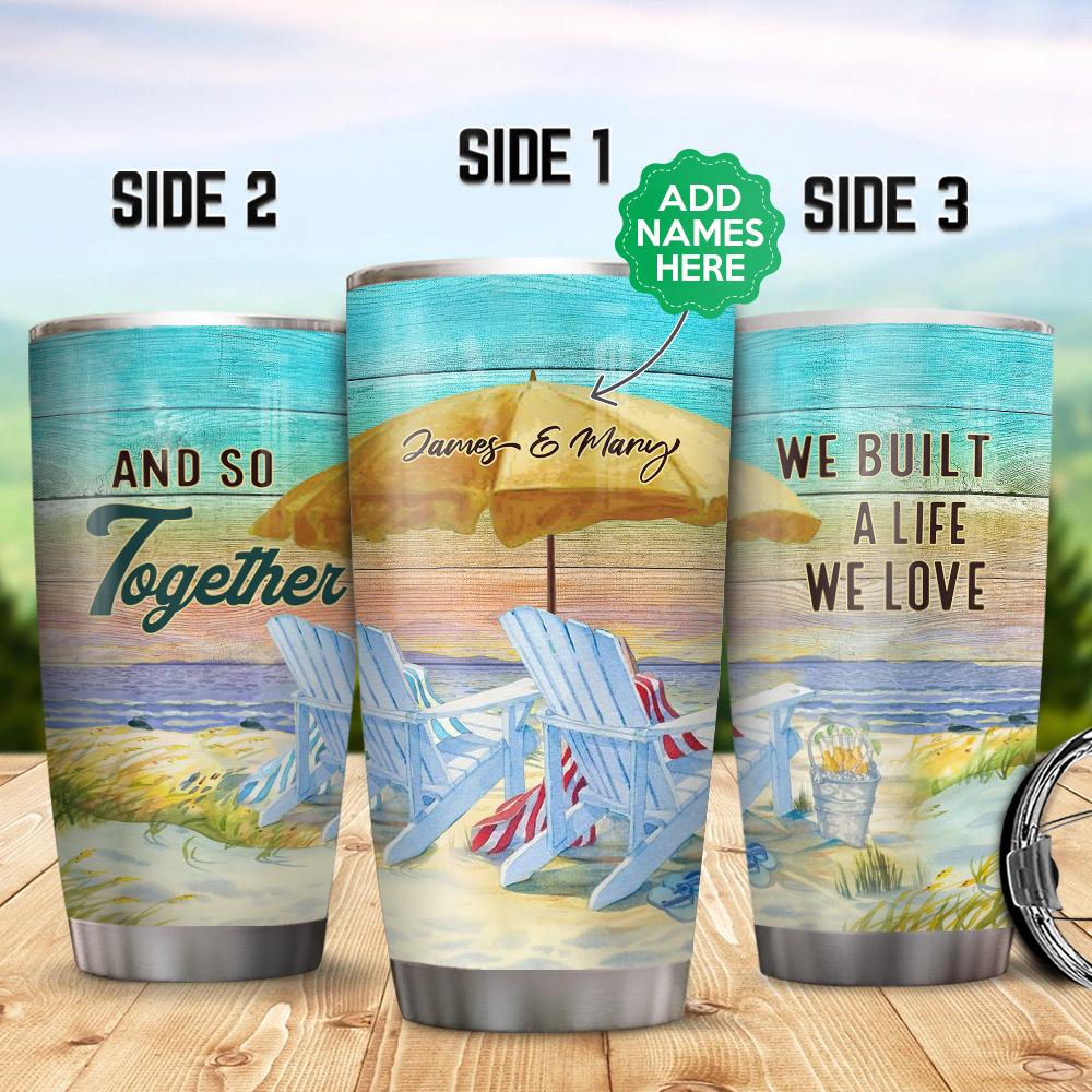 Personalized Beach Couple Customized Stainless Steel Tumbler